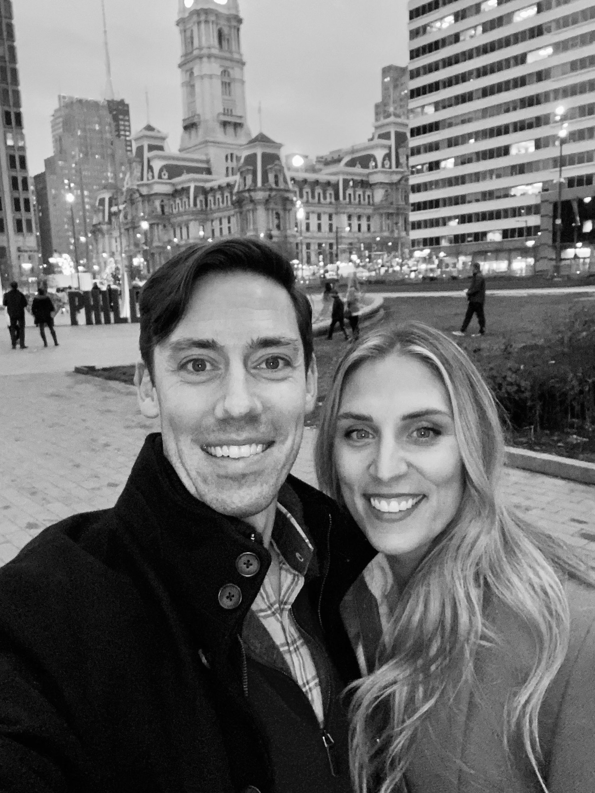 Abby Stockwell with her husband in Philadelphia.