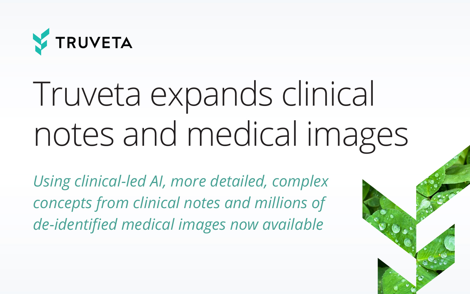 Using clinical-led AI, Truveta makes more detailed, complex concepts from clinical notes and millions of de-identified medical images available for medical research